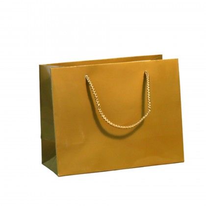 Saco Papel Asa Cordão 23X10X18cm Dourado Saco Papel Asa Cordão 23X10X18cm Dourado