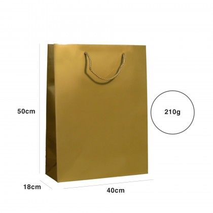 Saco Papel Asa Cordão 40X18X50cm Dourado Saco Papel Asa Cordão 40X18X50cm Dourado