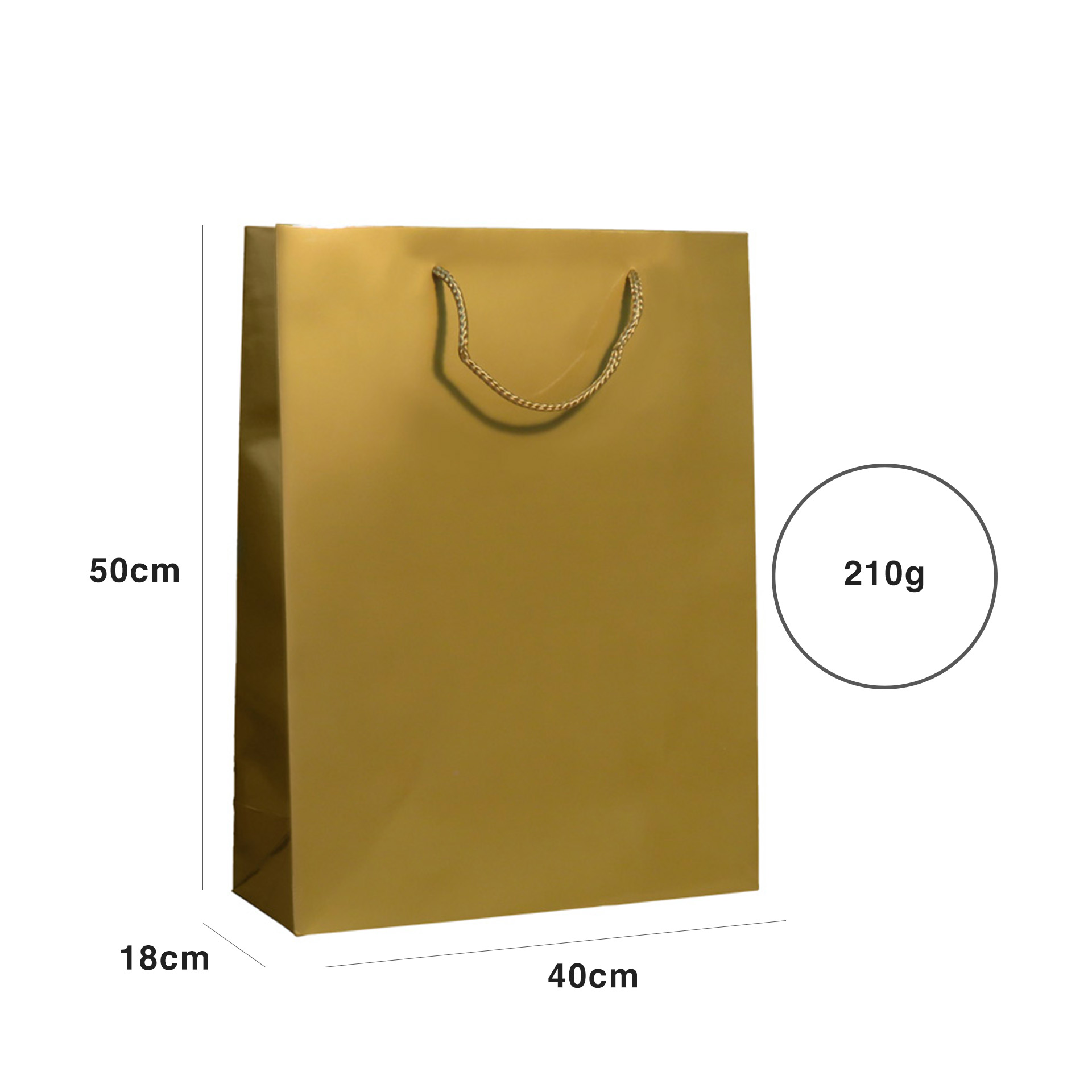 Saco Papel Asa Cordão 40X18X50cm Dourado