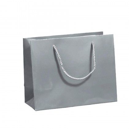 Saco Papel Asa Cordo 23X10X18cm Prateado