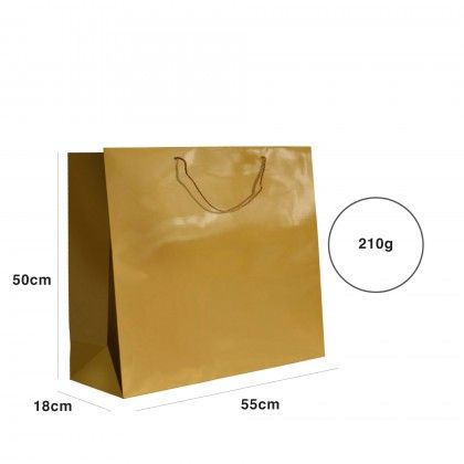 Saco Papel Asa Cordo 55X18X50cm Dourado