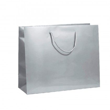 Saco Papel Asa Cordo 32X12X26cm Prateado