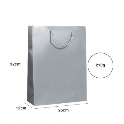 Saco Papel Asa Cordão 26X12X32cm Prateado Saco Papel Asa Cordão 26X12X32cm Prateado