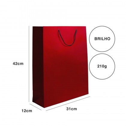 Saco Papel Asa Cordão 31X12X42cm Bordeaux Saco Papel Asa Cordão 31X12X42cm Bordeaux