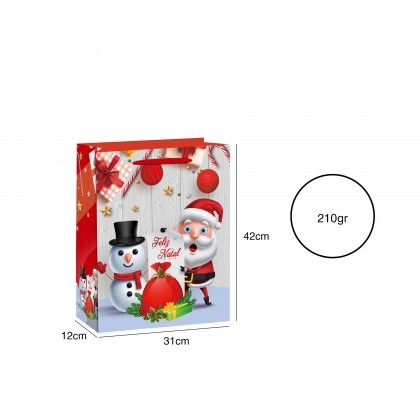 Saco Papel Natal  Vermelho Pai Natal 31X12X42cm