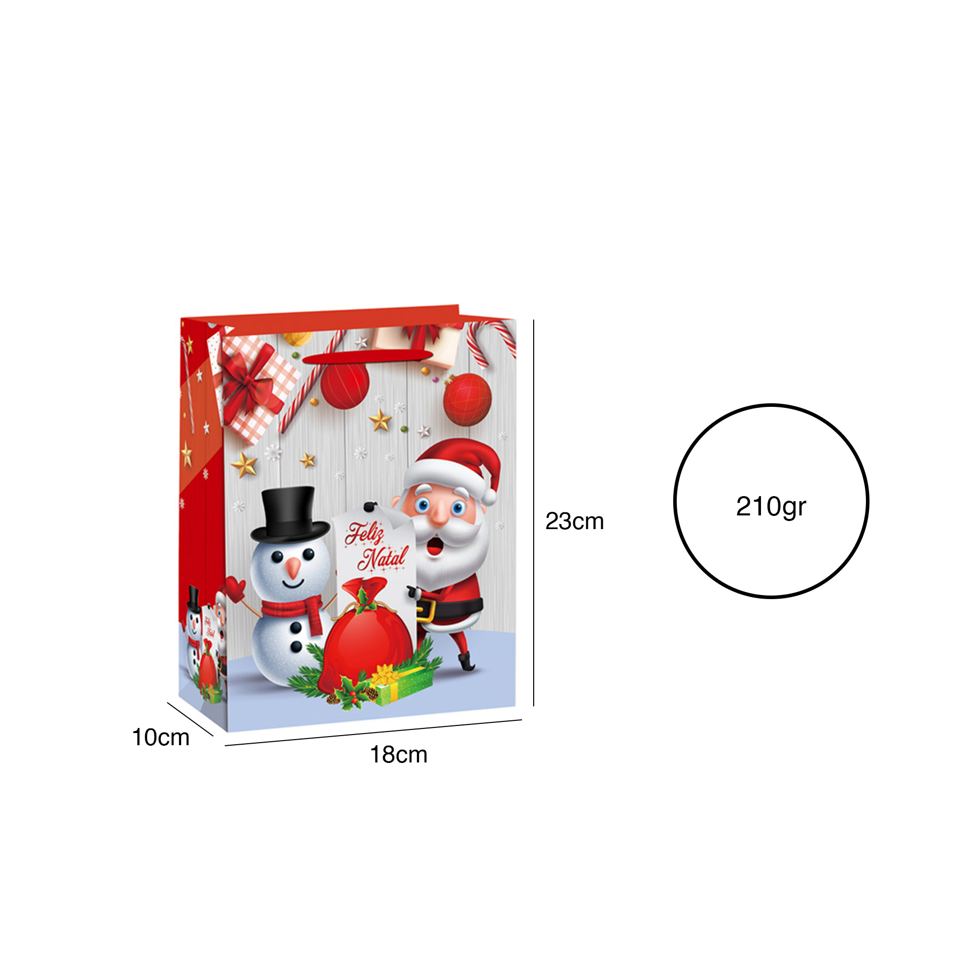 Saco Papel Natal Vermelho Pai Natal 18X10X23cm