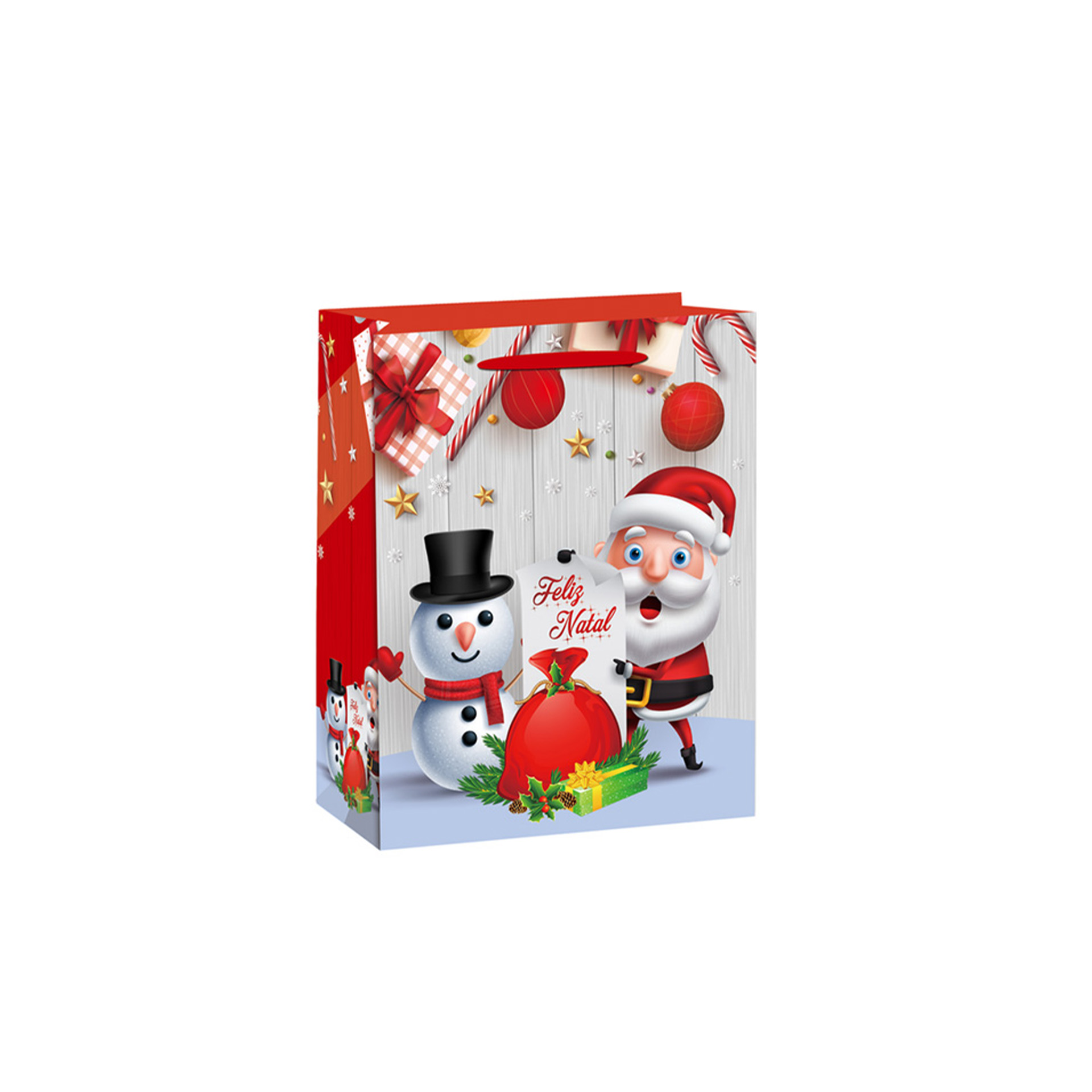 Saco Papel Natal 18X10X23cm Vermelho Pai Natal