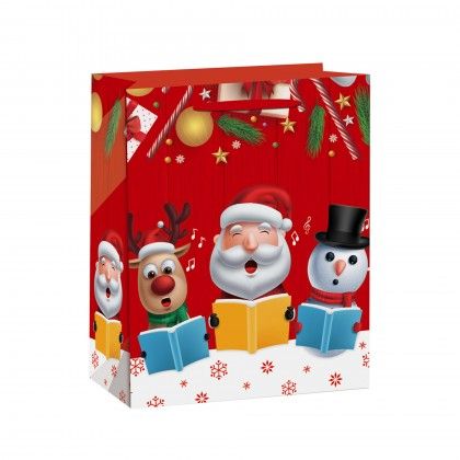 Saco Papel Natal 31X12X42cm Vermelho Bonecos