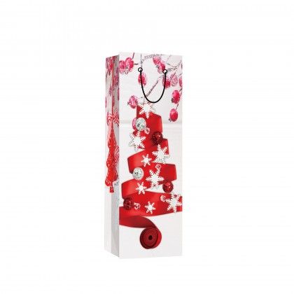 Saco Papel 1 Garrafa Natal Lao 12X9X36cm