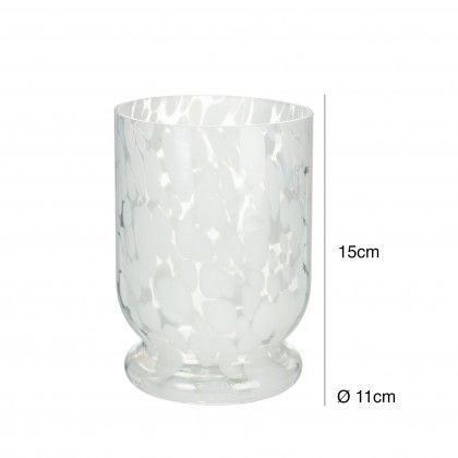 Porta Velas Vidro Branco  11X15CM