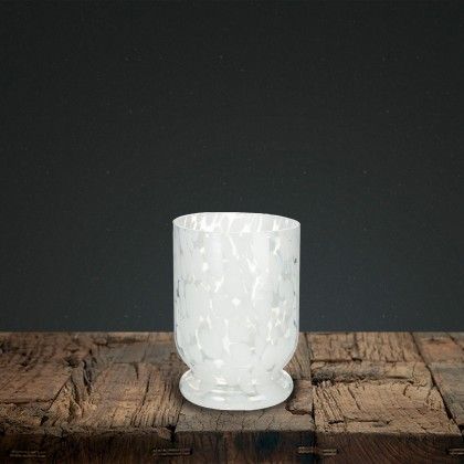 Porta Velas Vidro Branco  11X15CM
