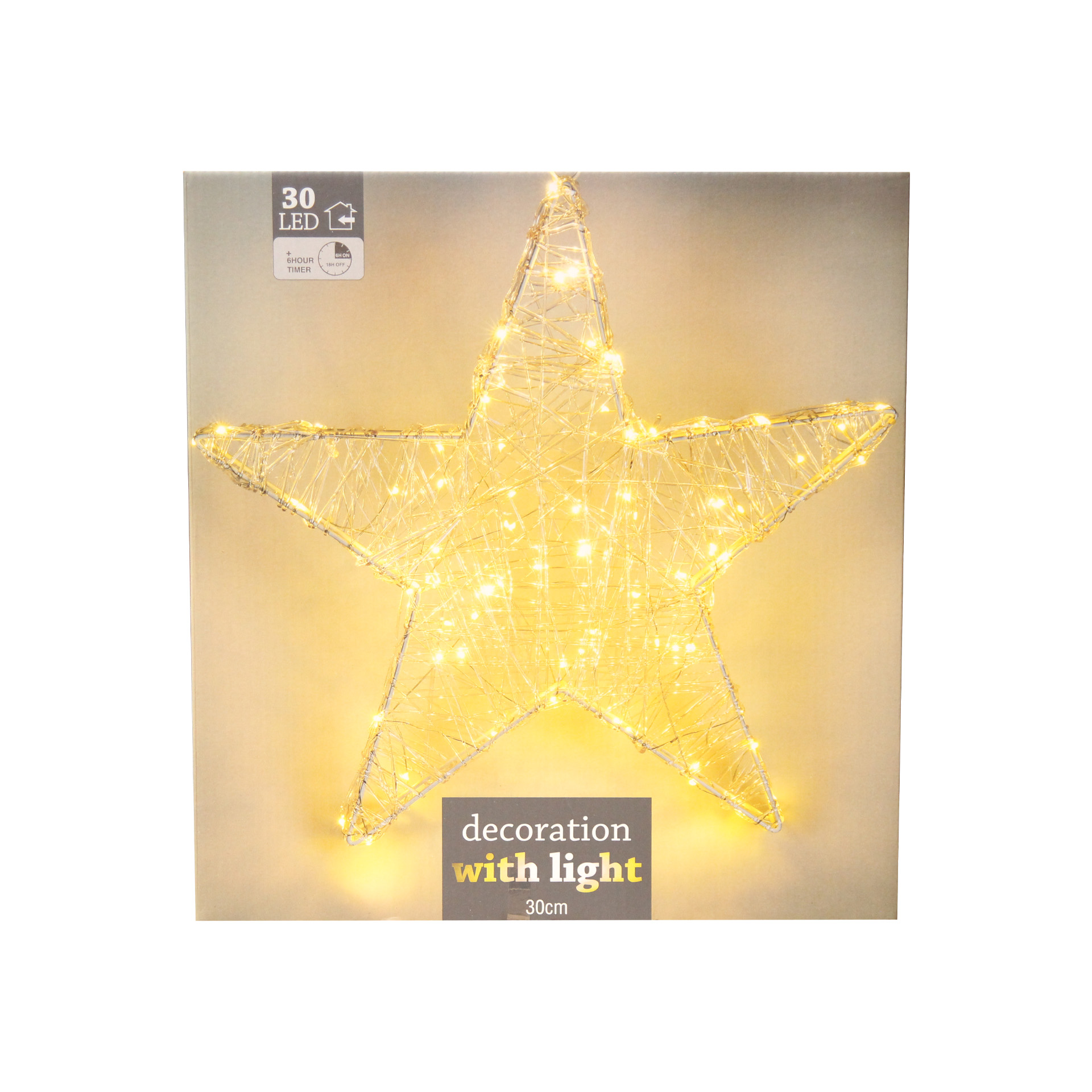 Estrela Acrilica Luz Quente 30Led 30CM