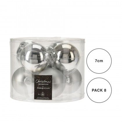 Bola Natal Prateada 7CM Pack 8