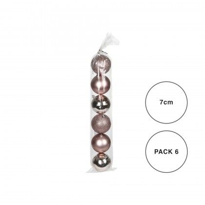 Bola Natal Rosa 7CM Pack 6