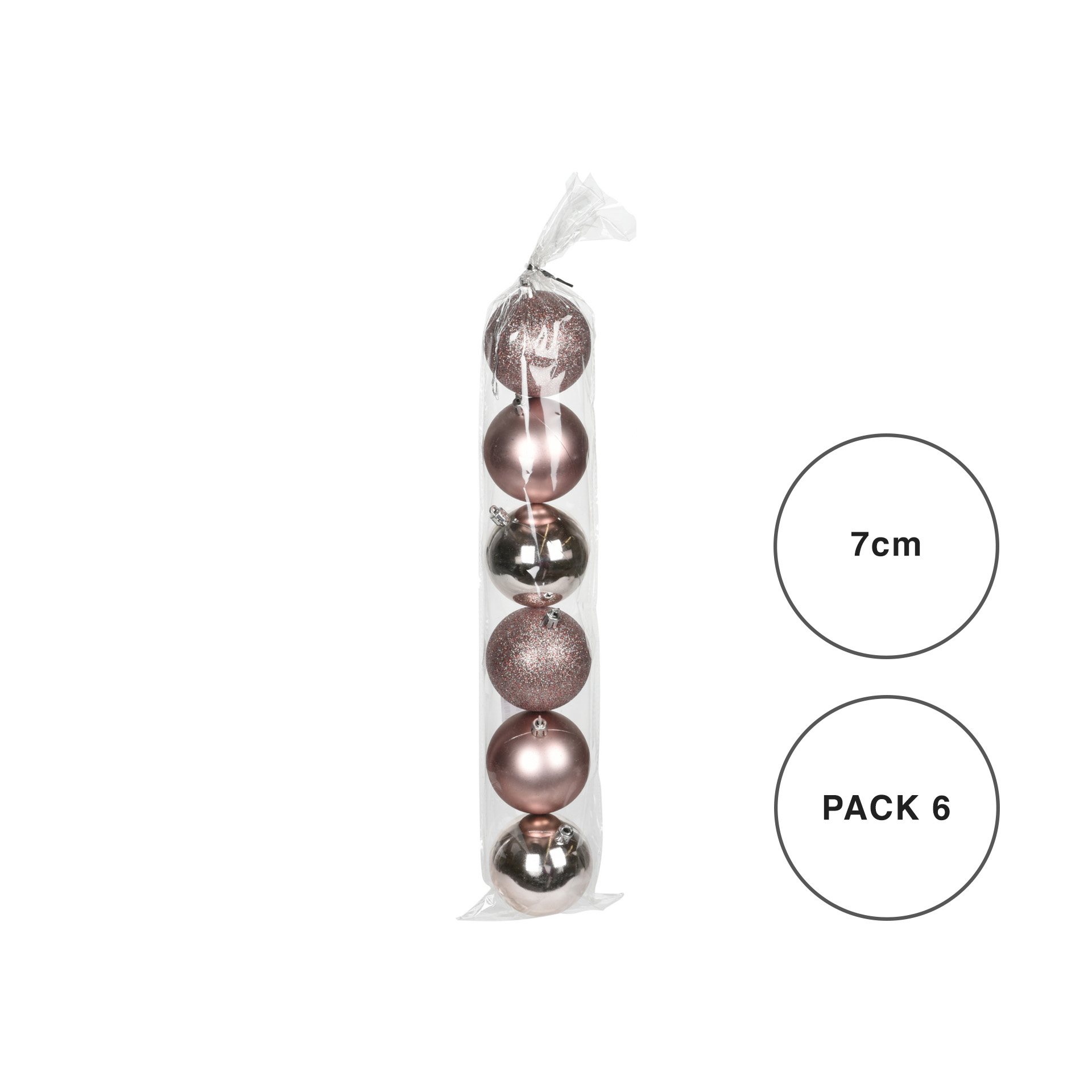 Bola Natal Rosa 7CM Pack 6