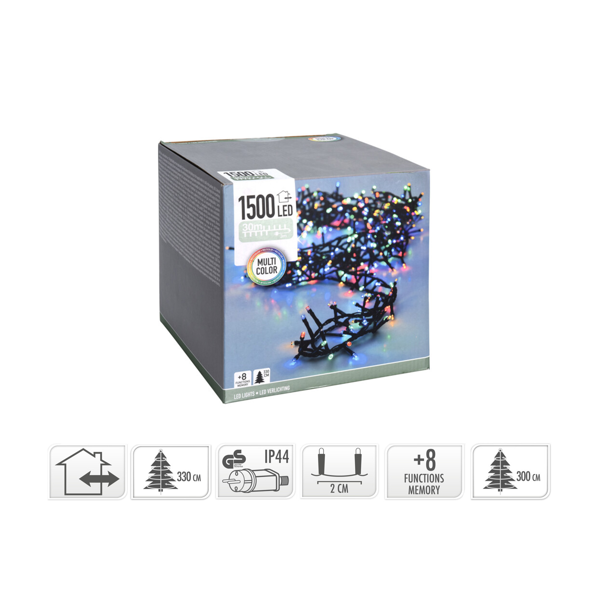 Grinalda 1500 Leds Luz Multicor 30M