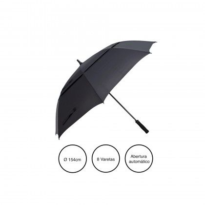 Guarda-Chuva 8 Varas Preto 154cm