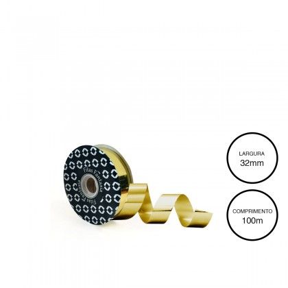 Rolo Fita Embrulho 32mm 100m Metal Dourado