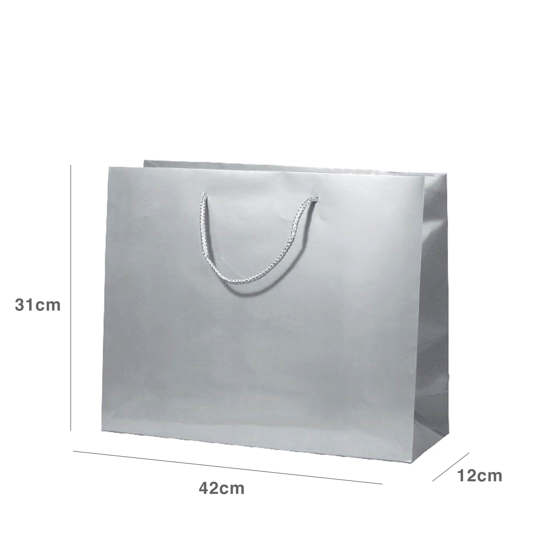 Saco Papel Asa Cordão 42X12X31cm Prateado