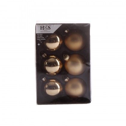 Bola Natal Dourado 6.5CM Pack 6 Bola Natal Dourado 6.5CM Pack 6