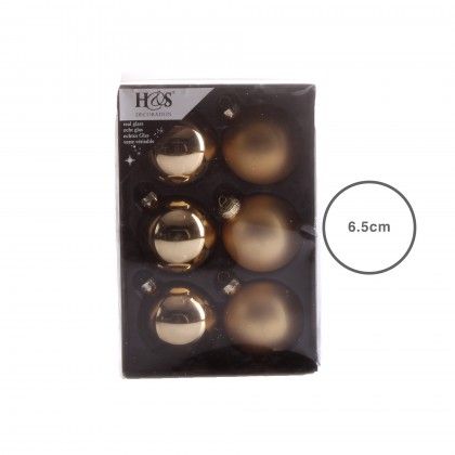 Bola Natal Dourado 6.5CM Pack 6 Bola Natal Dourado 6.5CM Pack 6