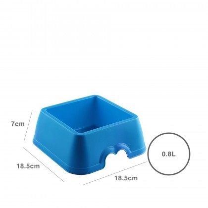 Comedouro Plstico Pekines Azul 800ml 18.5X18.5X7cm