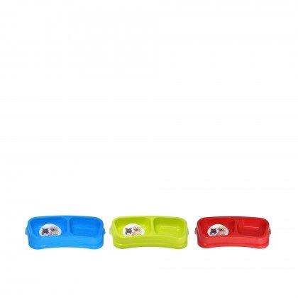 Comedouro Plstico Dogo Duplo Verde 200ml 24X12X4cm