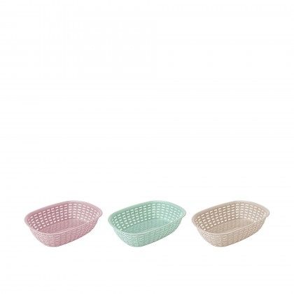 Cesto Plstico Rattan 3l 21X30X7.6cm Rosa