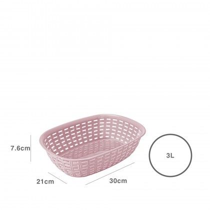 Cesto Plstico Rattan 3l 21X30X7.6cm Rosa
