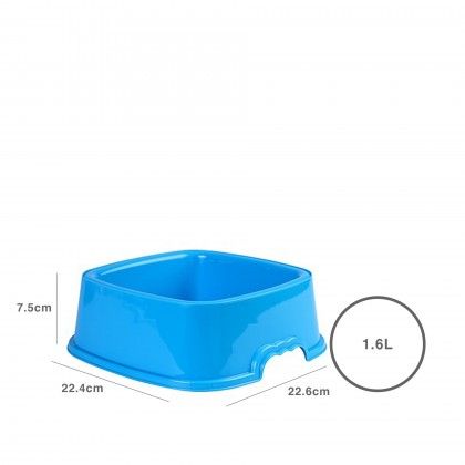 Comedouro Plstico BracoQuadrado Multicor 1.6l 22.6X22.4X7.5cm