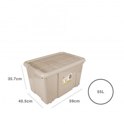 Caixa Arrumos com Rodas Plstico Bege 55l 59X40.5X35.7cm