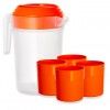 Jarro com Tampa + 4 Copos 0.35L Summer 2L 13.6X19X22.5cm