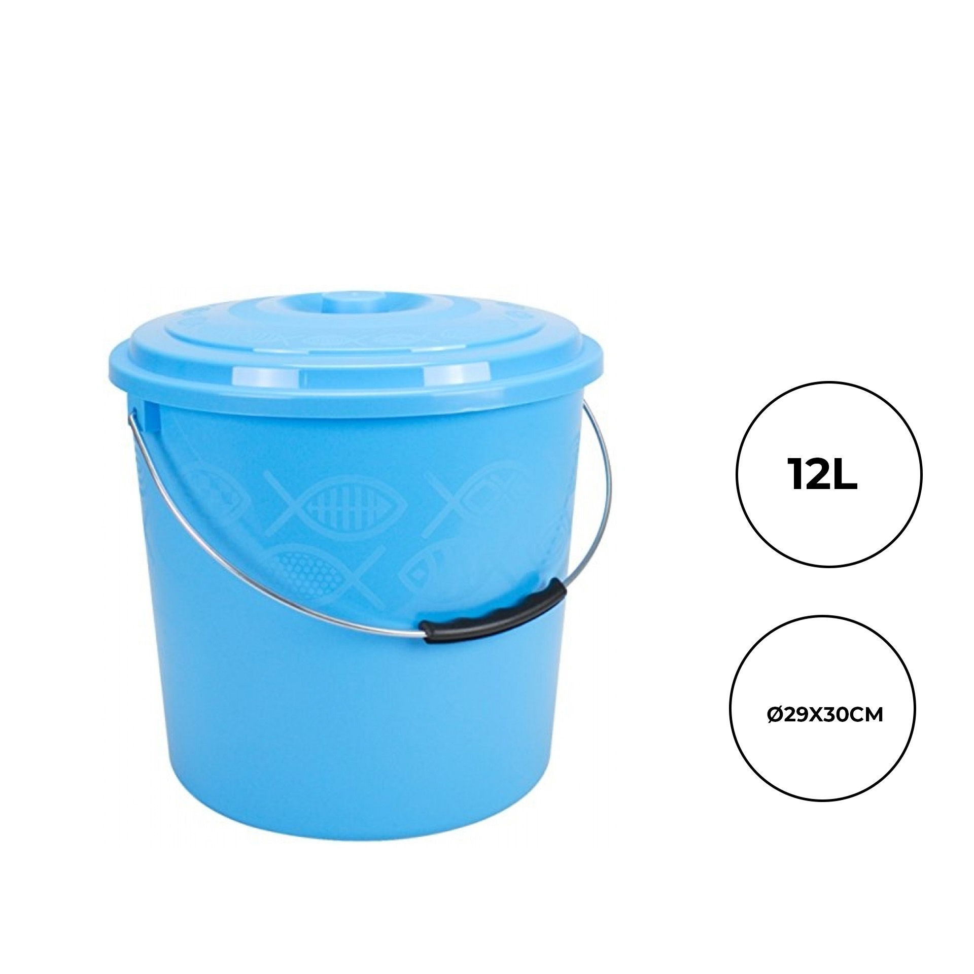 Balde Plástico Codil Peixinhos com Tampa 12l 29X30cm