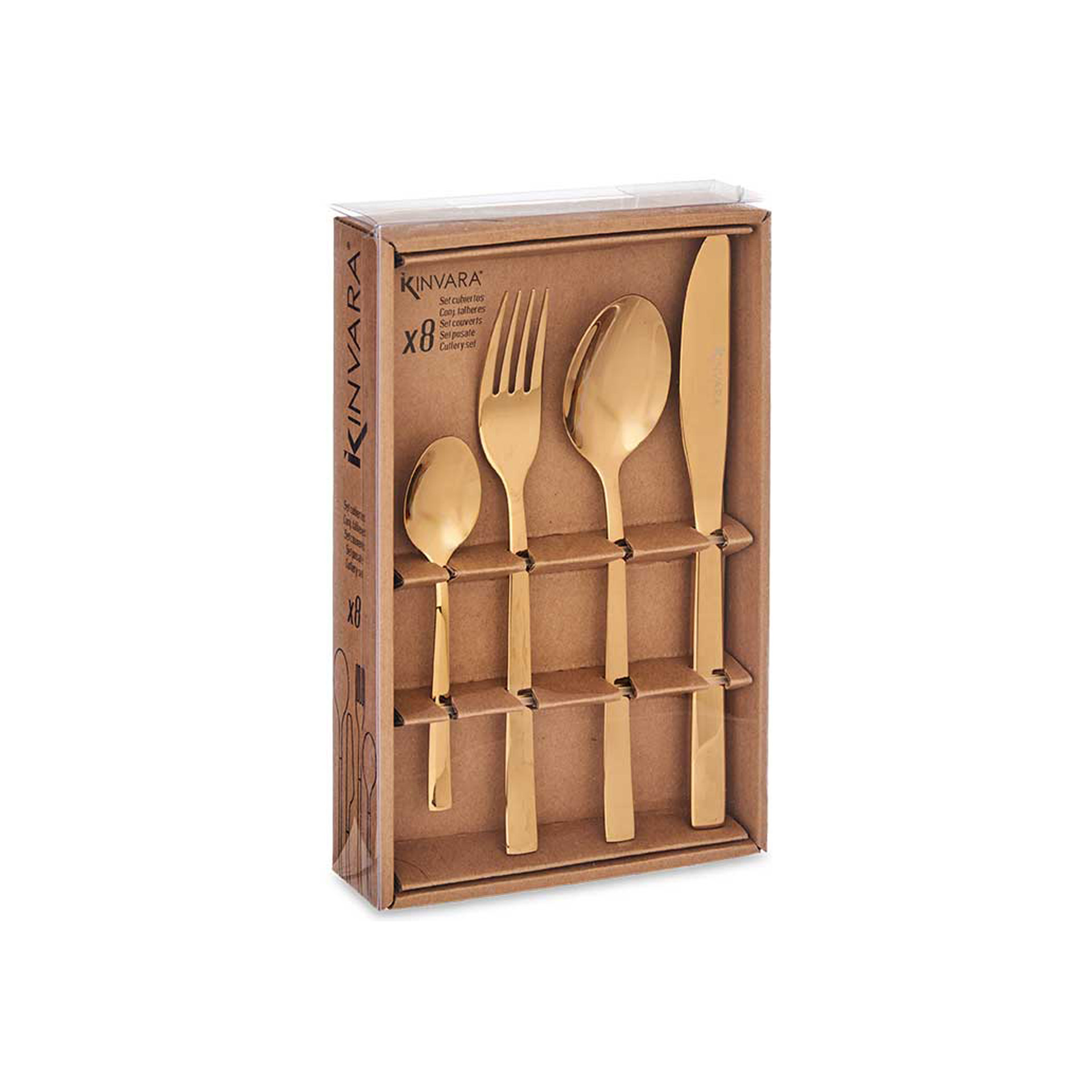 Faqueiro Aço Dourado 8 Peças