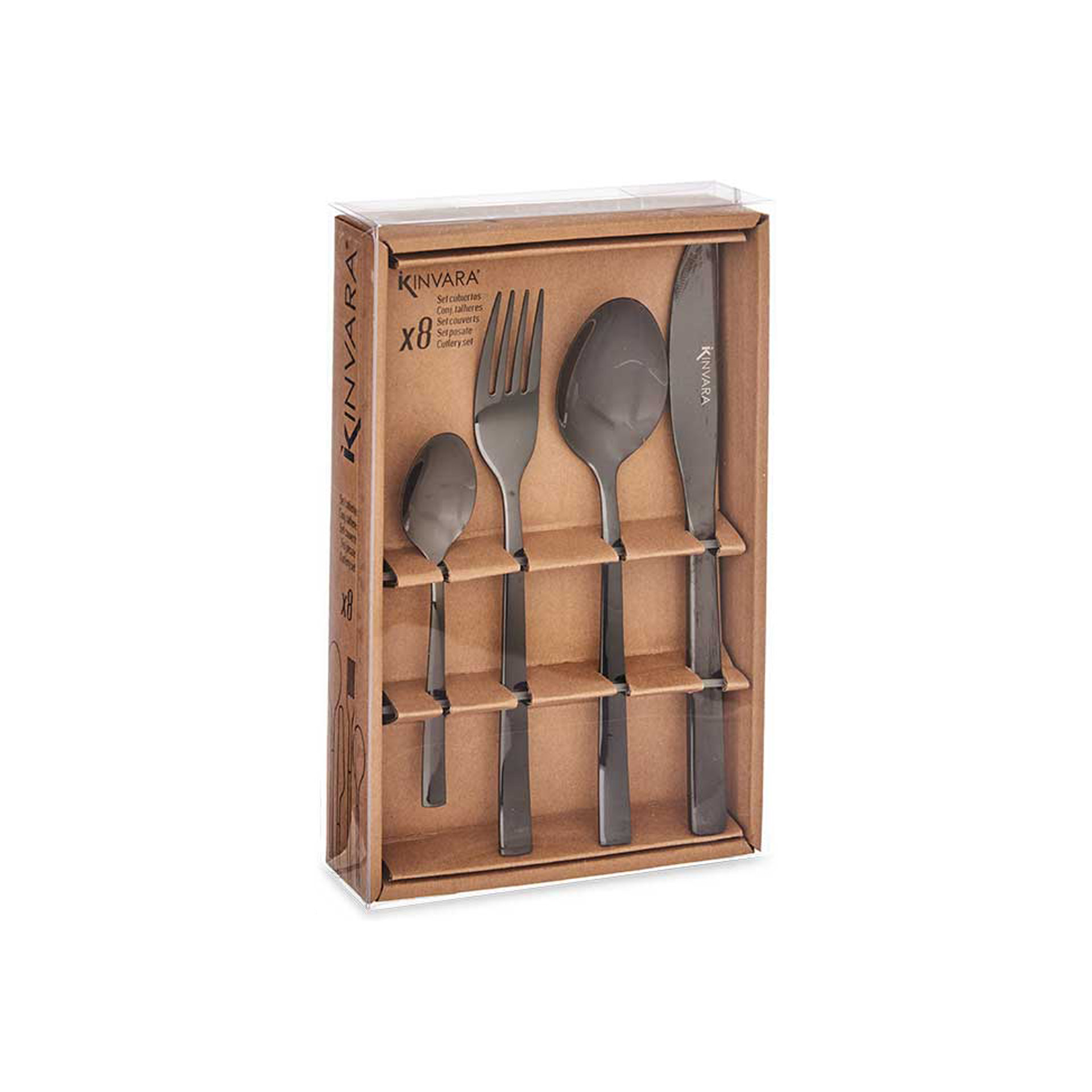 Faqueiro Aço Preto 8 Peças