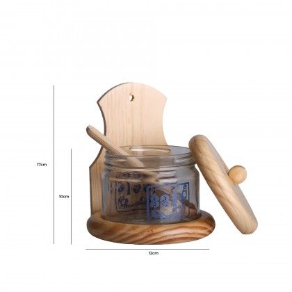 Saleiro Madeira Claro + Vidro 15X17.5CM