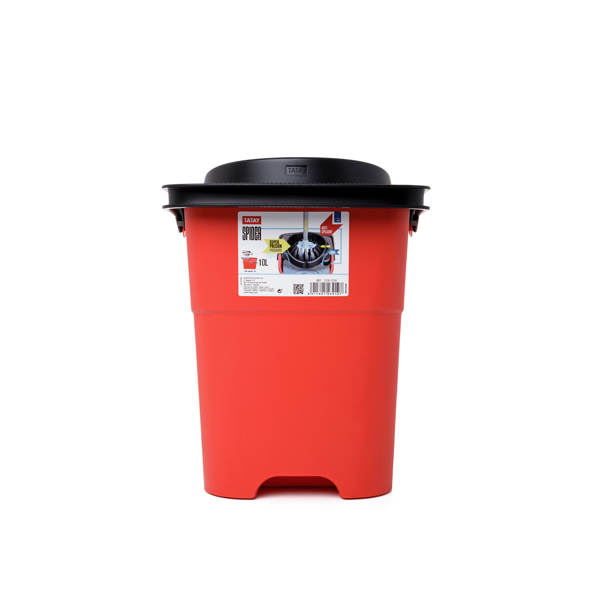 Balde com Espremedor Spider Vermelho 13L 26X41X33cm