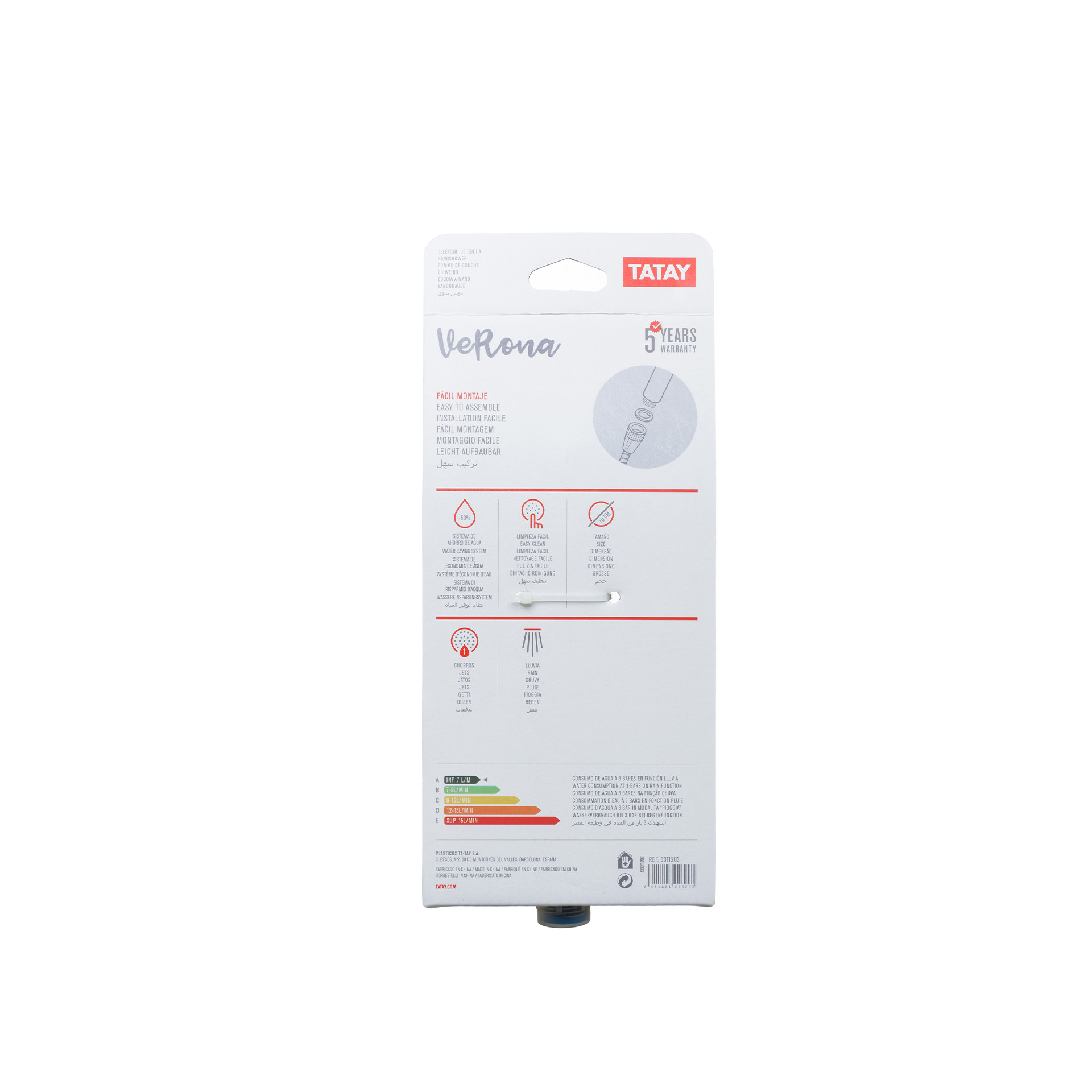 Chuveiro Verona 1 Jato Preto Redondo 10cm