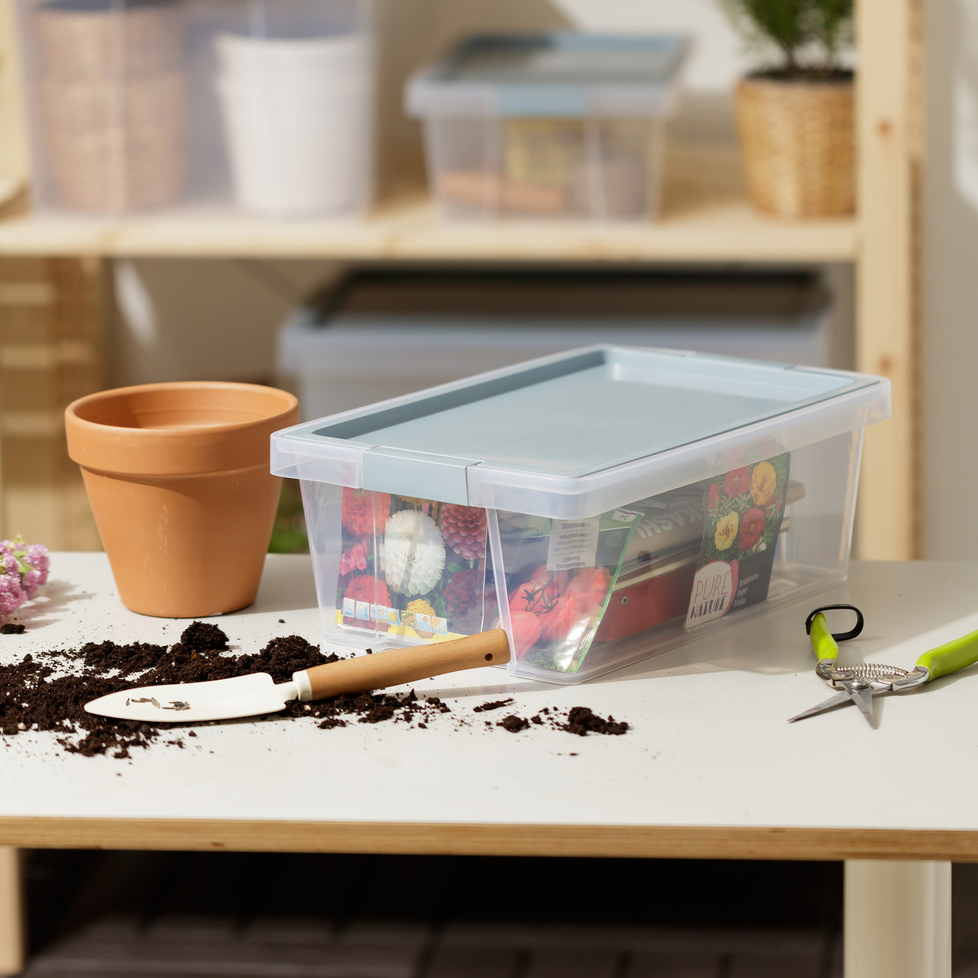 Caixa Multiusos Plástica New Azul 7L 25X36X13cm