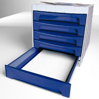 Bloco 5 Gavetas Classificadores Secretria Azul 37X30.5X21.5cm