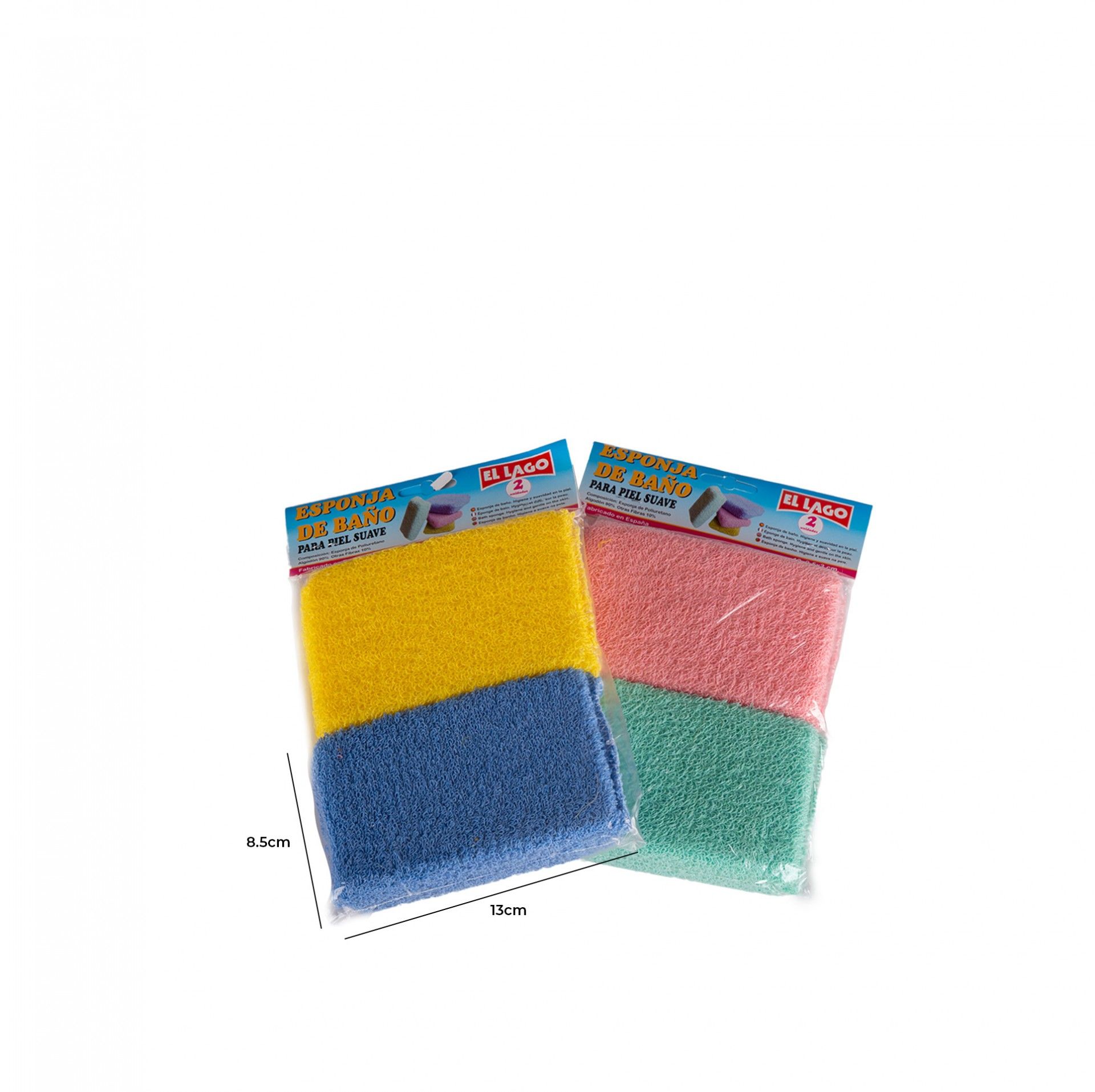 Esponja Banho 13X8.5X3cm Pack 2