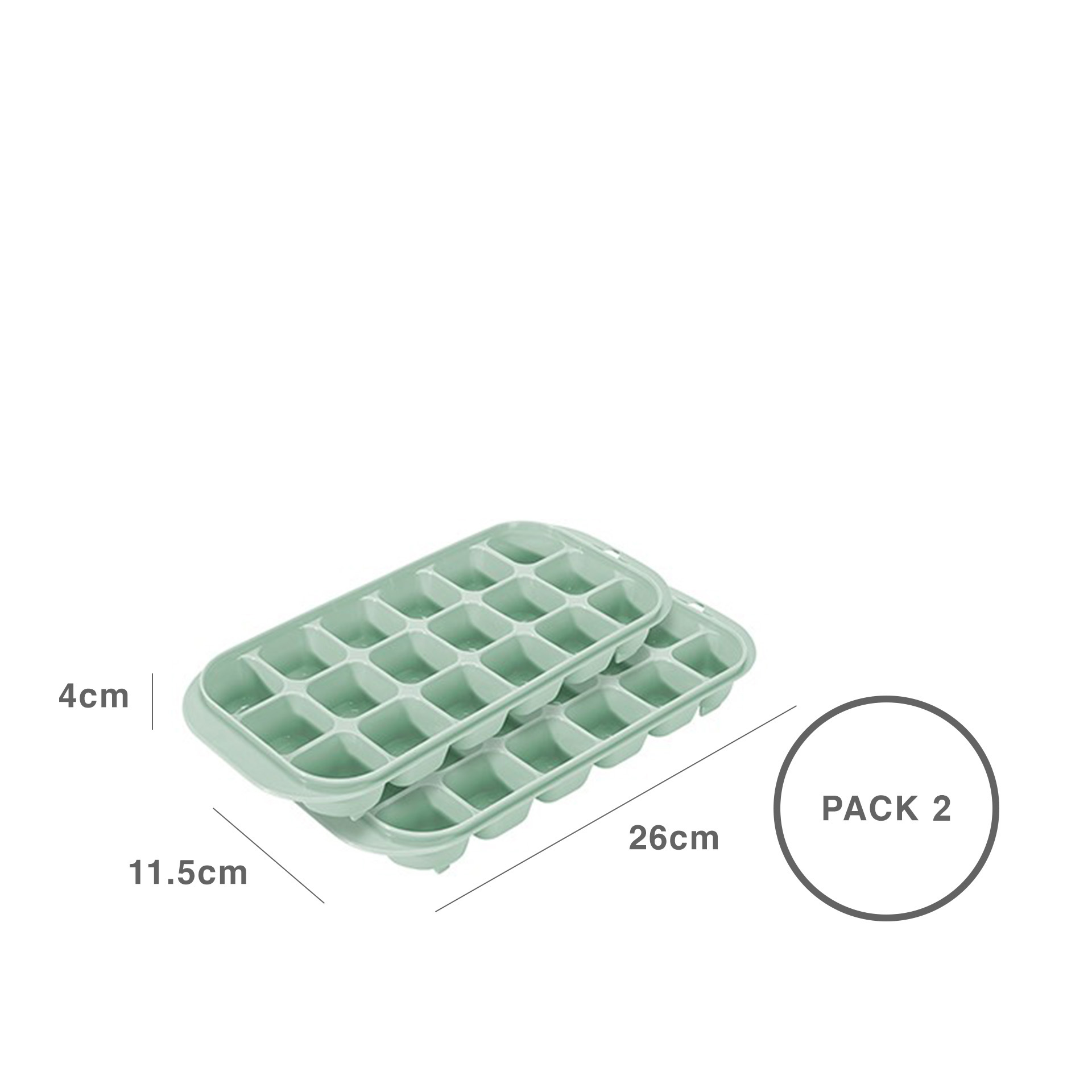 Cuvete Gelo Plástico Verde 26X11.5X4cm Pack 2