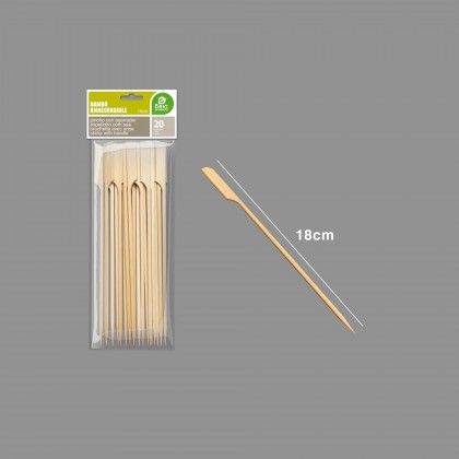 Espeto com Pega Bambu 18cm Pack 20