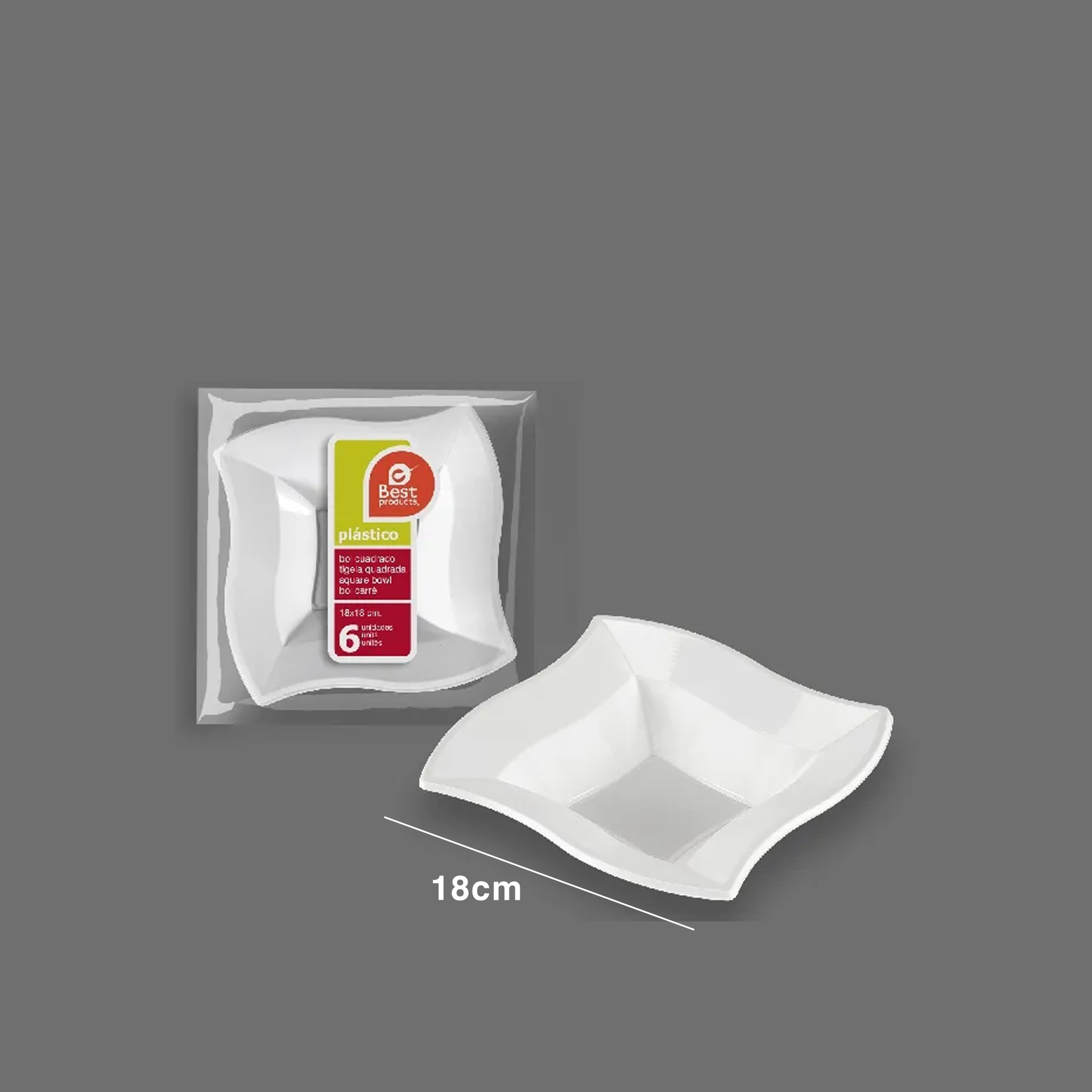 Prato Plástico Descartável Onda 18X18CM Pack 6
