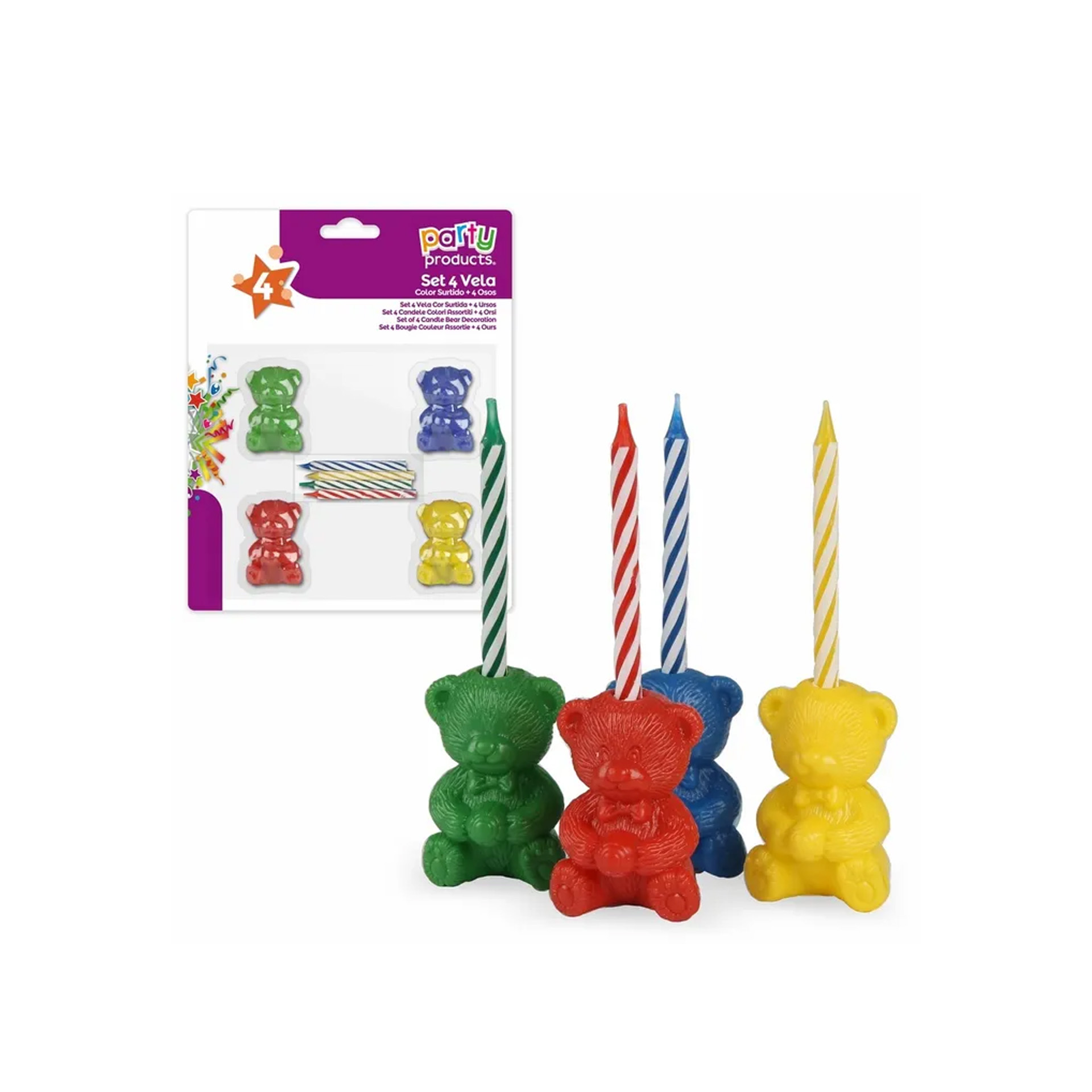 Vela Aniversário Urso Conjunto 4