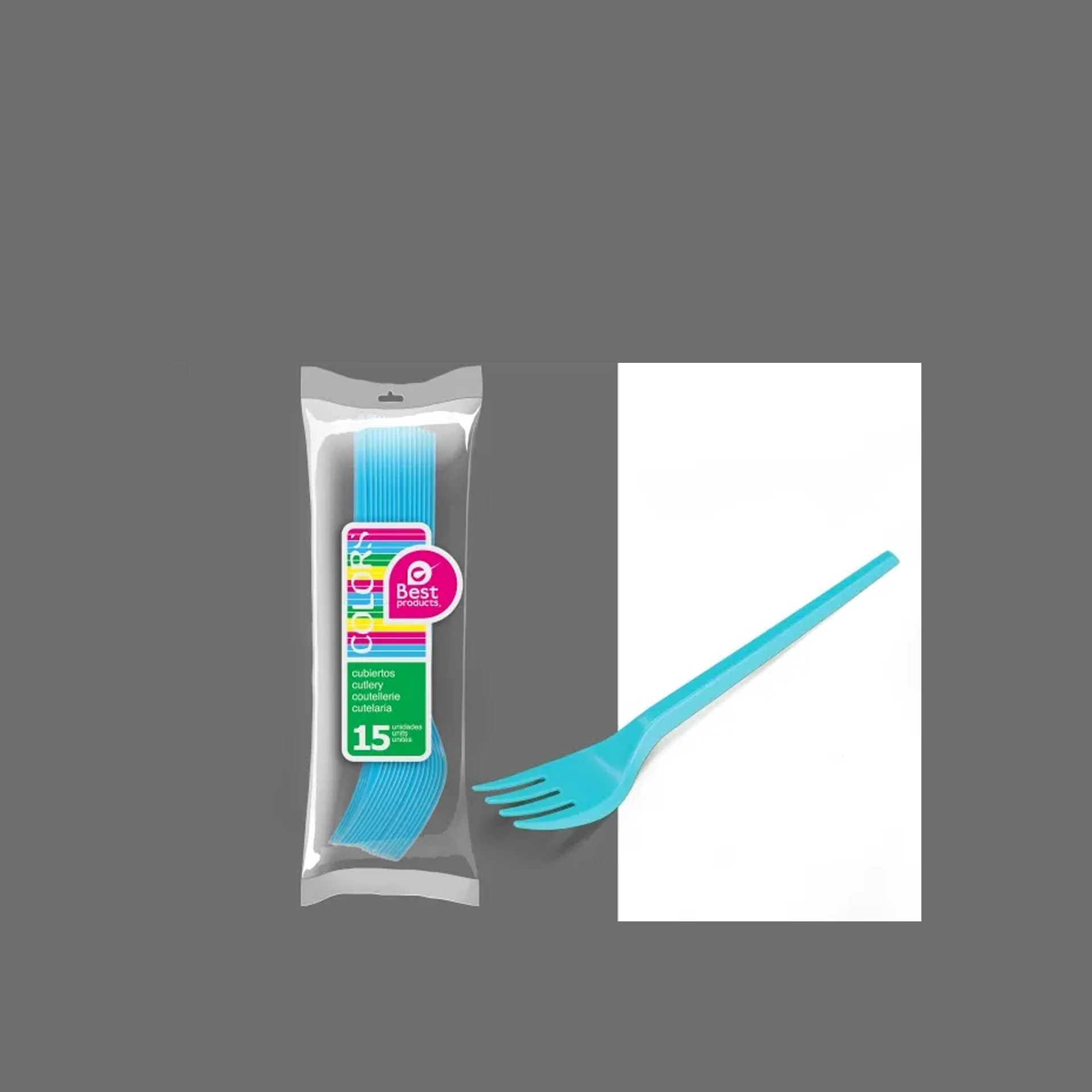 Garfo Plástico Azul Pack 15