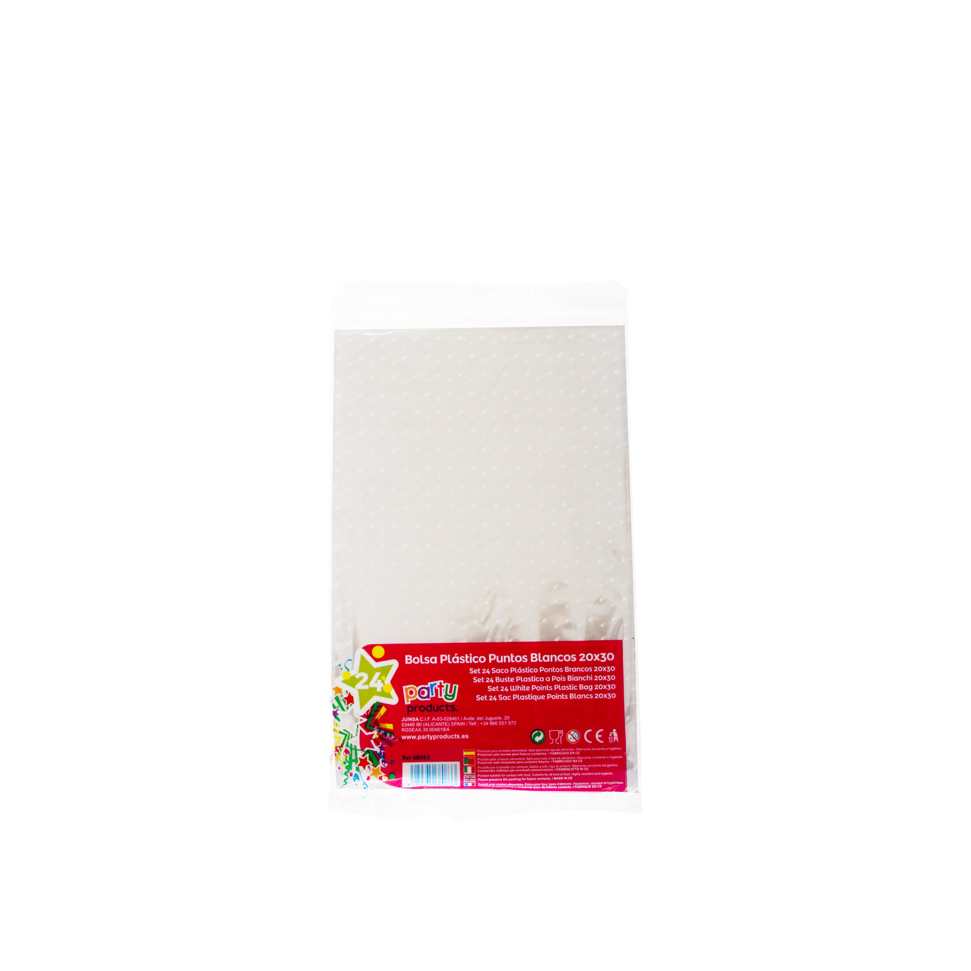 Saco Plástico Pontos Brancos 20X30 Pack 24