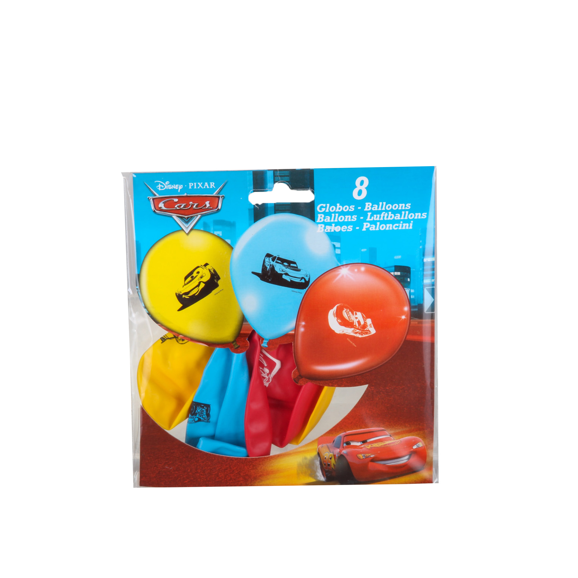 Balão Festa Cars 23CM Pack 8