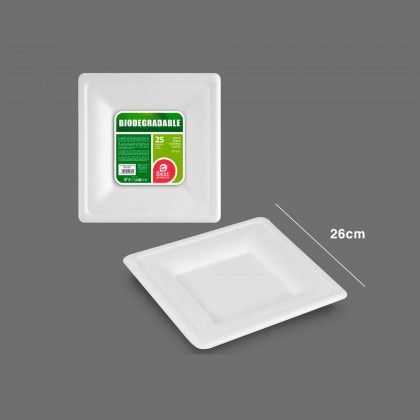 Prato Cartão Biodegradável 26X26CM Pack 25 Prato Cartão Biodegradável 26X26CM Pack 25