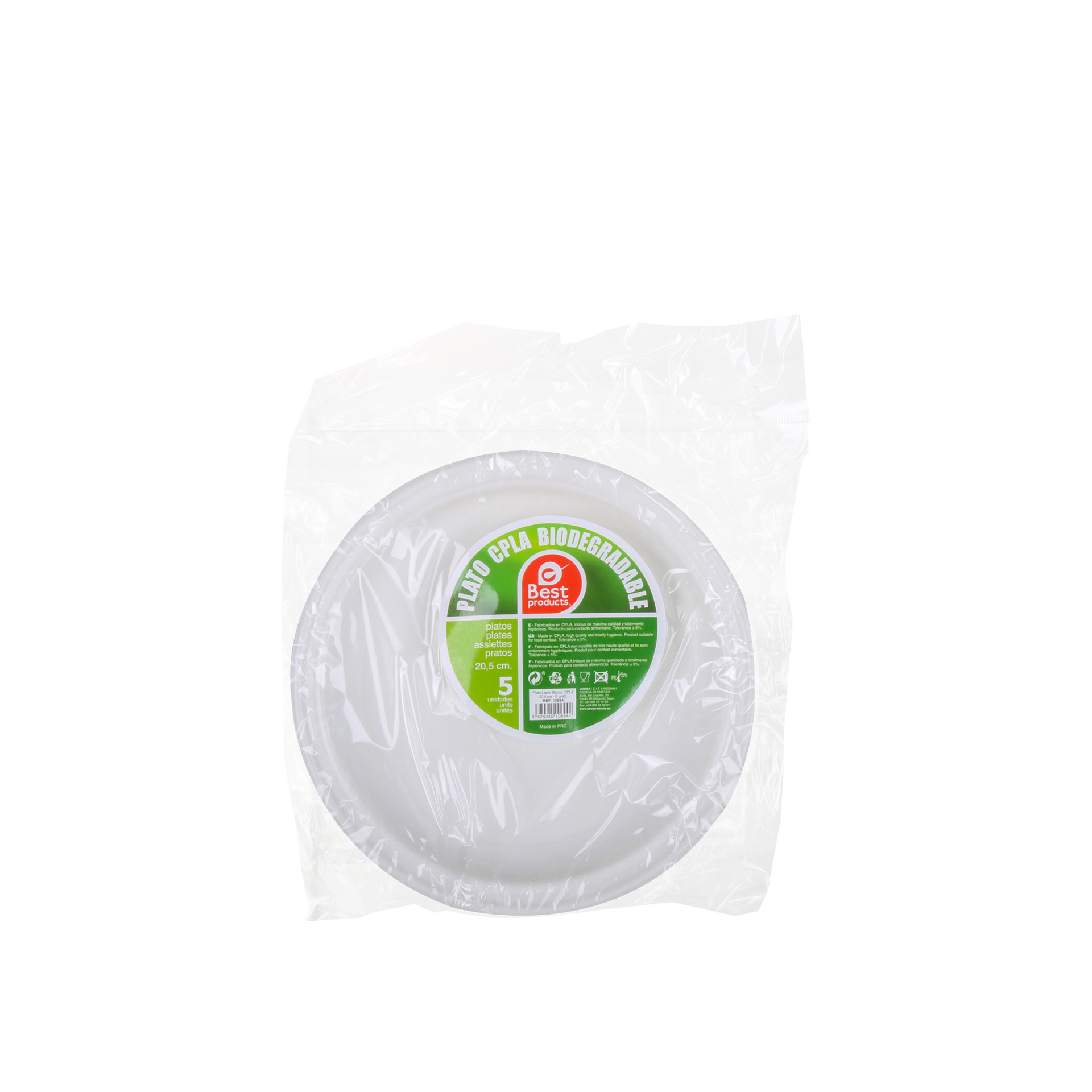 Prato Cartão Biodegradável Raso 20.5CM Pack 5